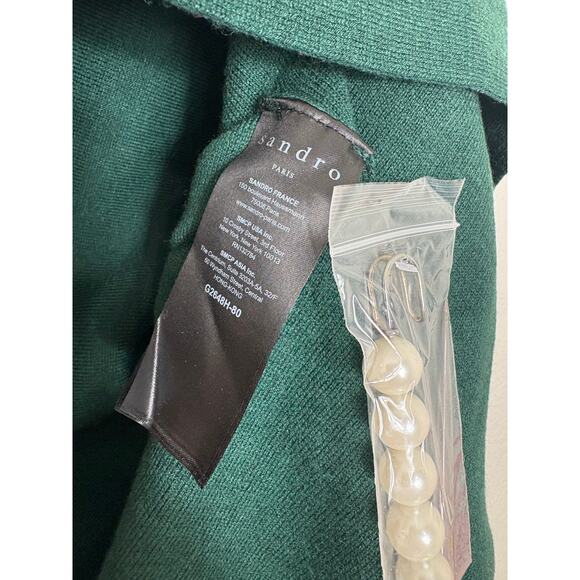 Sandro Celeste Fringed Open-front Cardigan One Size Green Oversized Quiet Luxury - Picture 6 of 12